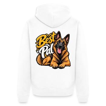 Belgischer Schäferhund - Unisex Premium Bio Zip Hoodie - Weiß - Hinten - Thijin (182cm)