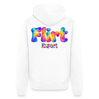 Flirt Expert – Bunter Aquarell Spruch mit Humor - Unisex Premium Bio Zip Hoodie - Weiß - Hinten - Thijin (182cm)