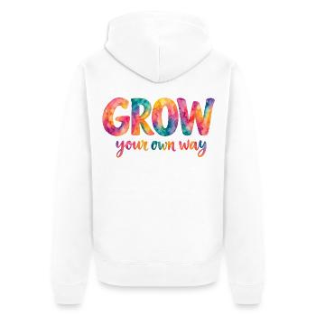 Grow your own way – farbenfroher Aquarellspruch - Unisex Premium Bio Zip Hoodie - Weiß - Hinten - Thijin (182cm)