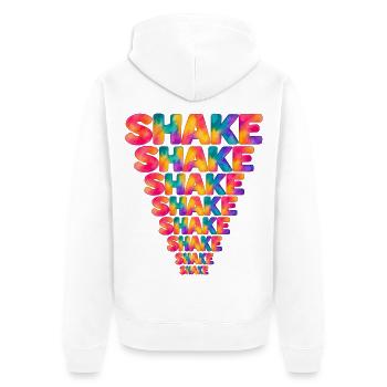 Shake – bunte Aquarelltypografie im Dreieck - Unisex Premium Bio Zip Hoodie - Weiß - Hinten - Thijin (182cm)
