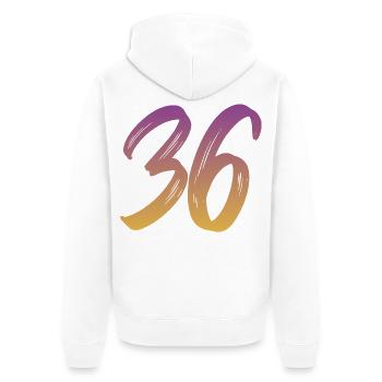 36 - Unisex Premium Bio Zip Hoodie - Weiß - Hinten - Thijin (182cm)