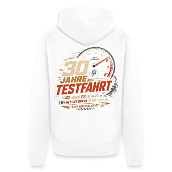 30 Geburtstag Auto Testfahrt Geschenk Spruch - Unisex Premium Bio Zip Hoodie - Weiß - Hinten - Thijin (182cm)