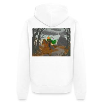 Kürbisköpfiger Reiter - Unisex Premium Bio Zip Hoodie - Weiß - Hinten - Thijin (182cm)