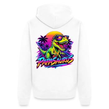  Papasaurus Dinosaurier Sonnenbrille Retro 80er - Unisex Premium Bio Zip Hoodie - Weiß - Hinten - Thijin (182cm)
