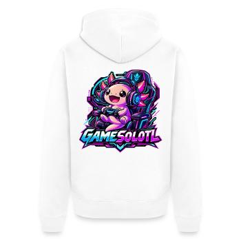  Gamesolotl Axolotl Spieler Cyberpunk - Unisex Premium Bio Zip Hoodie - Weiß - Hinten - Thijin (182cm)