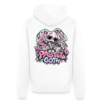  Pastell Goth Skelett Häschen Kaninchen - Unisex Premium Bio Zip Hoodie - Weiß - Hinten - Thijin (182cm)