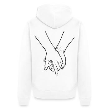 Zwei Hände händchen halten Liebespaar holding hand - Unisex Premium Bio Zip Hoodie - Weiß - Hinten - Thijin (182cm)