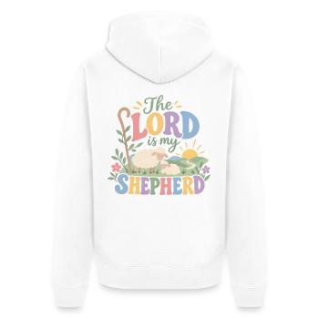 Der Herr ist mein Hirte - Unisex Premium Bio Zip Hoodie - Weiß - Hinten - Thijin (182cm)