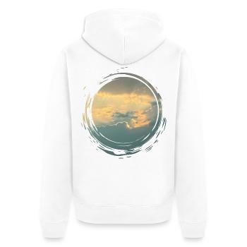 Sunlit Sky Circle Pinseldruck - Unisex Premium Bio Zip Hoodie - Weiß - Hinten - Thijin (182cm)
