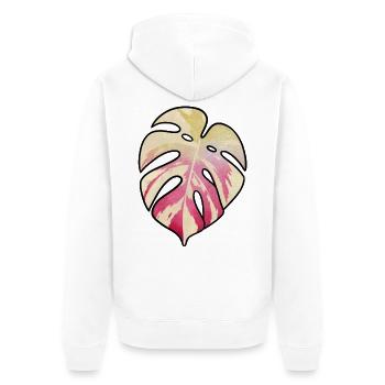 Pastel Monstera Blatttraum - Unisex Premium Bio Zip Hoodie - Weiß - Hinten - Thijin (182cm)