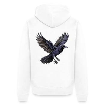 Fliegender Amerikanischer Krähenvogel - Unisex Premium Bio Zip Hoodie - Weiß - Hinten - Thijin (182cm)
