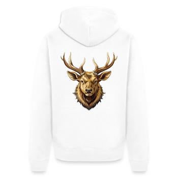 Männlicher Elch-Bullenkopf-Mount - Unisex Premium Bio Zip Hoodie - Weiß - Hinten - Thijin (182cm)