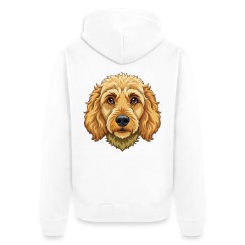 Goldendoodle-Hundekopf - Unisex Premium Bio Zip Hoodie - Weiß - Hinten - Thijin (182cm)