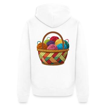 Korb mit Garnstricken Häkeln - Unisex Premium Bio Zip Hoodie - Weiß - Hinten - Thijin (182cm)