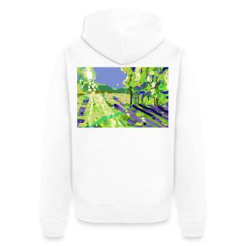 Impressionistische Sonnenlandschaft - Unisex Premium Bio Zip Hoodie - Weiß - Hinten - Thijin (182cm)