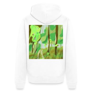 Waldlandschaft in Grüntönen - Unisex Premium Bio Zip Hoodie - Weiß - Hinten - Thijin (182cm)