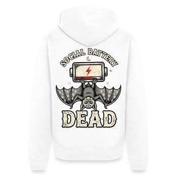 Soziale Batterie ausgeschaltet - Unisex Premium Bio Zip Hoodie - Weiß - Hinten - Thijin (182cm)