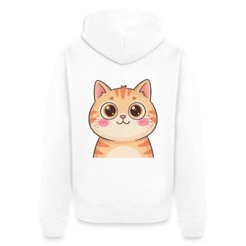Süße Orange Katze Kawaii Katzenliebe T-Shirt - Unisex Premium Bio Zip Hoodie - Weiß - Hinten - Thijin (182cm)