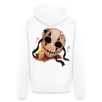 Gruselige Maske mit Kerze - Unisex Premium Bio Zip Hoodie - Weiß - Hinten - Thijin (182cm)
