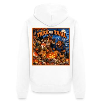 Trick oder Trail – Halloween Outdoor - Unisex Premium Bio Zip Hoodie - Weiß - Hinten - Thijin (182cm)