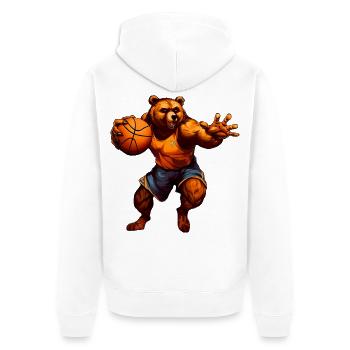 Basketball Bär - Unisex Premium Bio Zip Hoodie - Weiß - Hinten - Thijin (182cm)