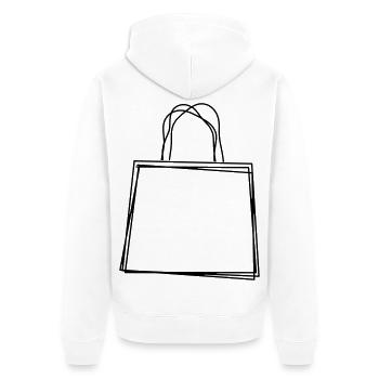 Einkaufstüte handgezeichnet - Unisex Premium Bio Zip Hoodie - Weiß - Hinten - Thijin (182cm)