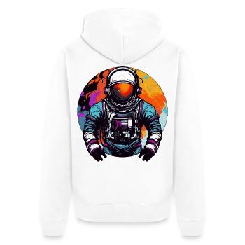 Astronaut im Weltall Bunt - Unisex Premium Bio Zip Hoodie - Weiß - Hinten - Thijin (182cm)