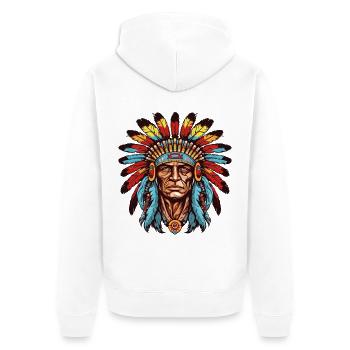 Portrait Indianer Native American - Unisex Premium Bio Zip Hoodie - Weiß - Hinten - Thijin (182cm)