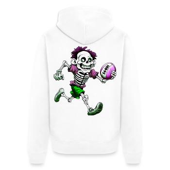 Skelett Rugby - Unisex Premium Bio Zip Hoodie - Weiß - Hinten - Thijin (182cm)