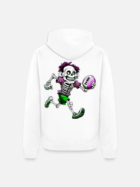 Skelett Rugby - Unisex Premium Bio Zip Hoodie - Weiß