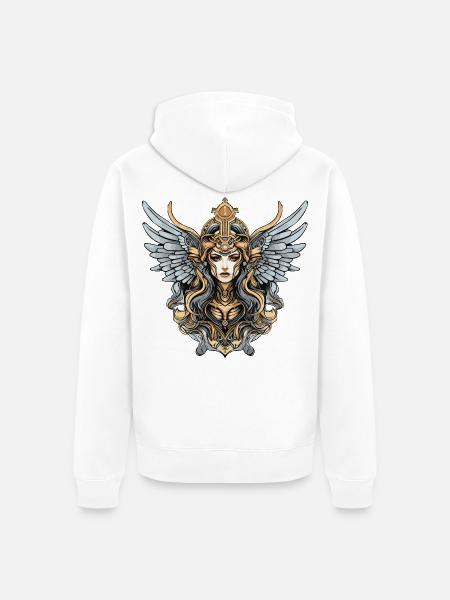 Walküre Kriegerin mit Flügelhelm - Unisex Premium Bio Zip Hoodie - Weiß