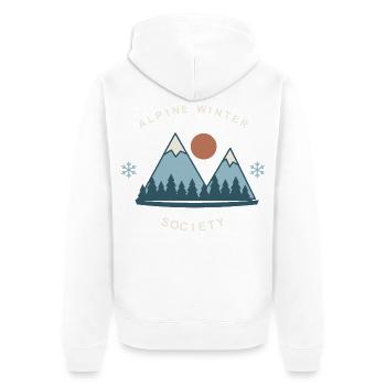 Alpine Winter Society - Unisex Premium Bio Zip Hoodie - Weiß - Hinten - Thijin (182cm)