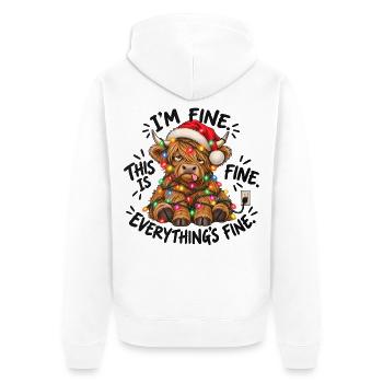 I’m Fine This Is Fine Everything’s Fine - Unisex Premium Bio Zip Hoodie - Weiß - Hinten - Thijin (182cm)