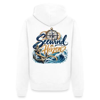 Seewind im Herzen - Unisex Premium Bio Zip Hoodie - Weiß - Hinten - Thijin (182cm)