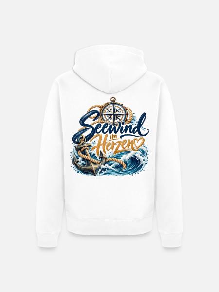 Seewind im Herzen - Unisex Premium Bio Zip Hoodie - Weiß