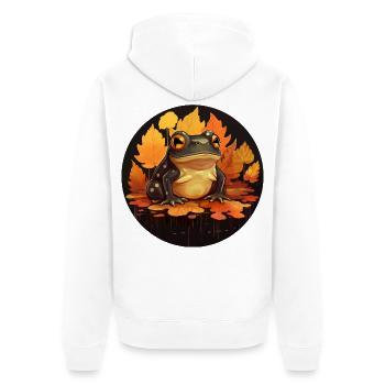 Herbstfrosch bei Sunset, Dunkle Stimmung - Unisex Premium Bio Zip Hoodie - Weiß - Hinten - Thijin (182cm)