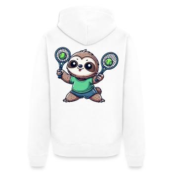 Niedliche Faultier Doppelspieler  - Unisex Premium Bio Zip Hoodie - Weiß - Hinten - Thijin (182cm)