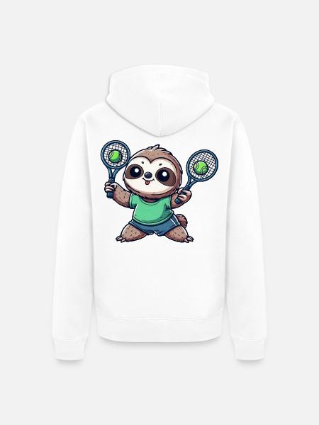 Niedliche Faultier Doppelspieler - Unisex Premium Bio Zip Hoodie - Weiß
