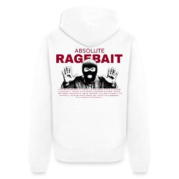 Absolute Ragebait - Meme Design  - Unisex Premium Bio Zip Hoodie - Weiß - Hinten - Thijin (182cm)