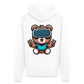 Bär Süß Comic Cartoon VR Virtual Reality - Unisex Premium Bio Zip Hoodie - Weiß - Hinten - Thijin (182cm)