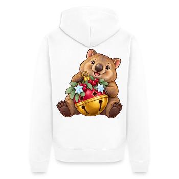 Wombat mit fröhlicher Beerenglocke - Unisex Premium Bio Zip Hoodie - Weiß - Hinten - Thijin (182cm)