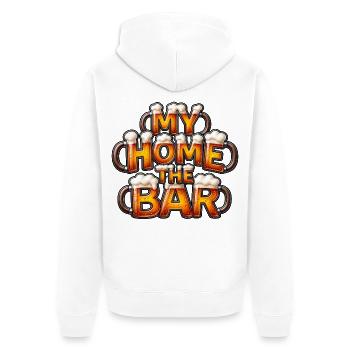My Home The Bar -  Lustige Bier Bilder - Unisex Premium Bio Zip Hoodie - Weiß - Hinten - Thijin (182cm)