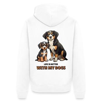 Entlebucher Sennenhund – Hunde Geschenk Idee - Unisex Premium Bio Zip Hoodie - Weiß - Hinten - Thijin (182cm)