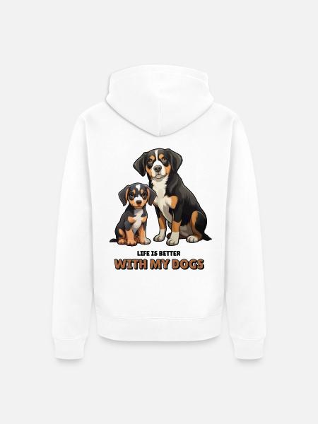 Entlebucher Sennenhund – Hunde Geschenk Idee - Unisex Premium Bio Zip Hoodie - Weiß