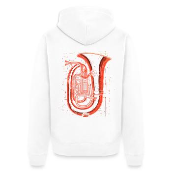 Tuba Zeichnung - Unisex Premium Bio Zip Hoodie - Weiß - Hinten - Thijin (182cm)