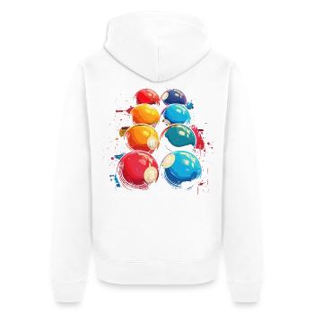 Lustiges Billard - Unisex Premium Bio Zip Hoodie - Weiß - Hinten - Thijin (182cm)