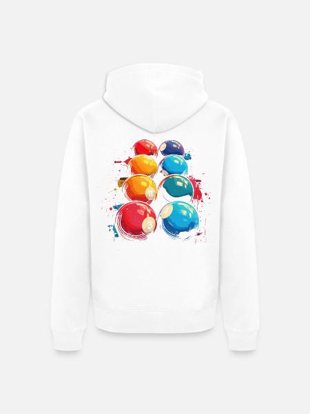 Lustiges Billard - Unisex Premium Bio Zip Hoodie - Weiß