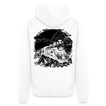 Eisenbahn Zeichnung - Unisex Premium Bio Zip Hoodie - Weiß - Hinten - Thijin (182cm)