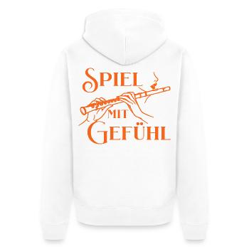 Querflöte - Spiel mit Gefühl Flötenmusik Flötistin - Unisex Premium Bio Zip Hoodie - Weiß - Hinten - Thijin (182cm)