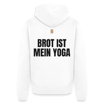 Brot ist mein Yoga – Hobbybäcker Spruch - Unisex Premium Bio Zip Hoodie - Weiß - Hinten - Thijin (182cm)